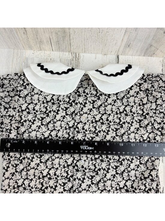 La Coqueta Girls Sz 7 Black Floral Short Sleeve Bow Xana Dress - Picture 14 of 14